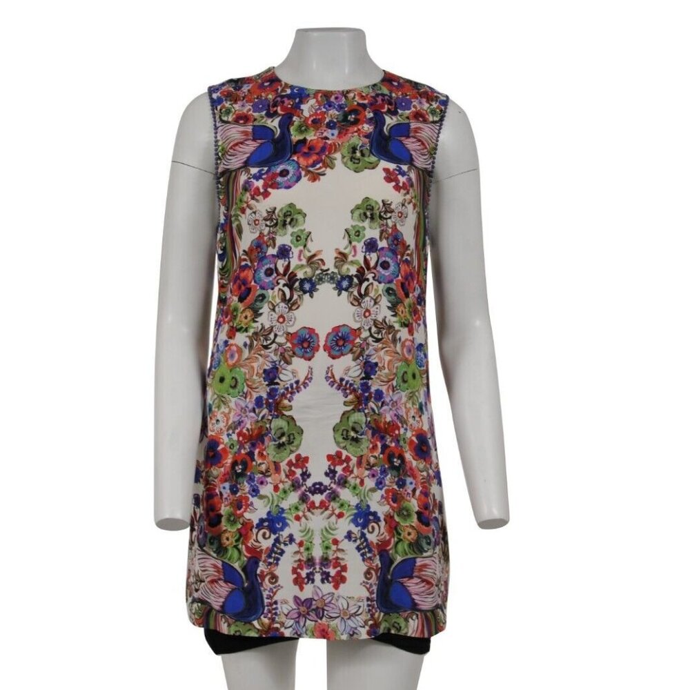 Roberto Cavalli Womens Floral Mini Dress IT 40 Medium White Viscose